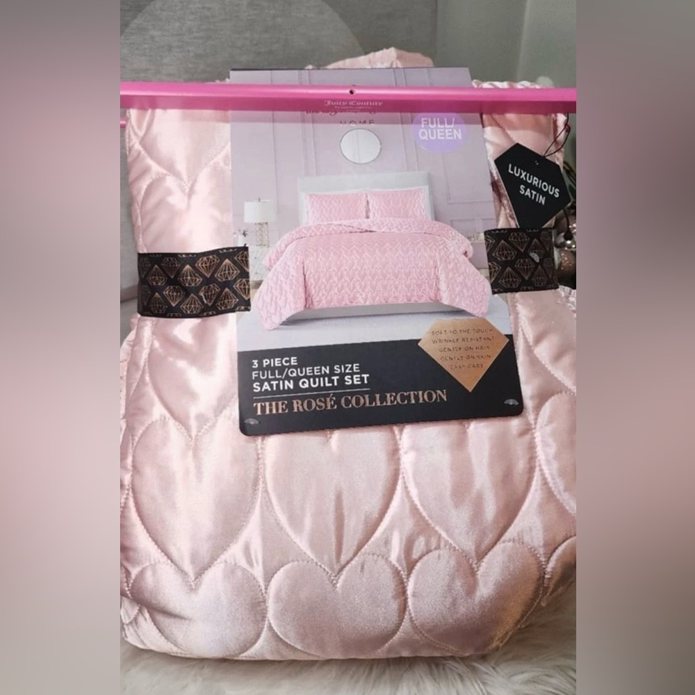 Juicy Couture Pink Quilted Velvet Comforter Set